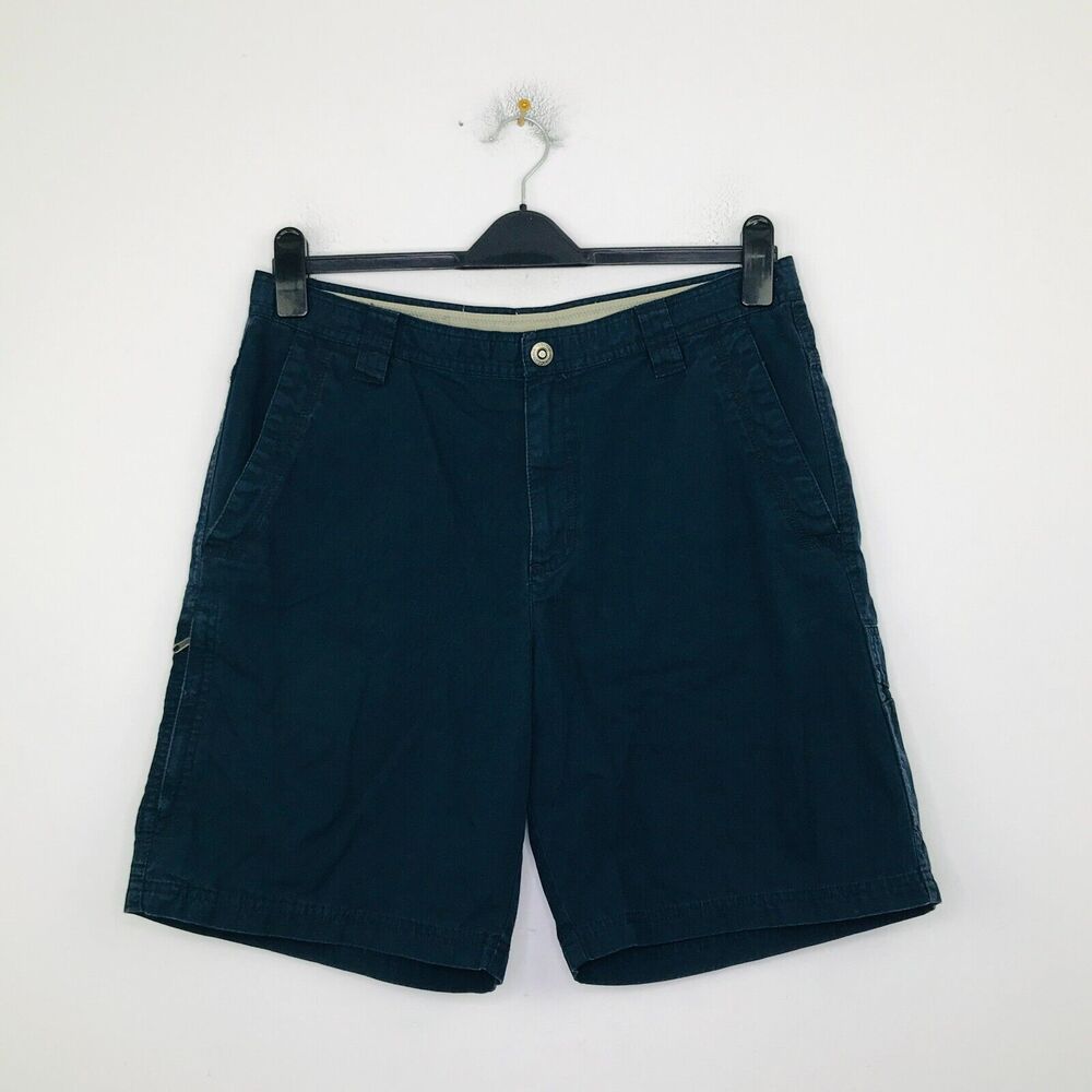 Columbia Men's 34 Shorts Blue Solid Canvas Omni-Shield Cargo Mid Rise BT13